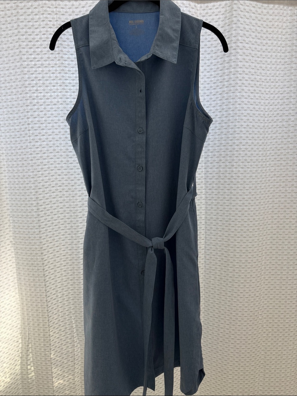 Reel Legends Blue Sleeveless Shirt Dress Belted Size Large